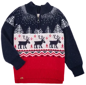 Simply Southern Deer Holiday Soft Cozy Long Sleeve Quarter Zip Sweatshirt