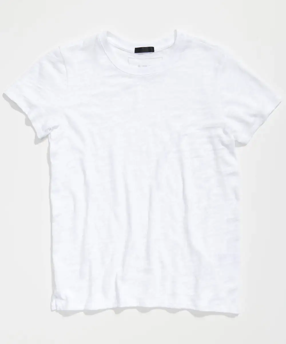 Slub Jersey Schoolboy Crew Neck Tee - White