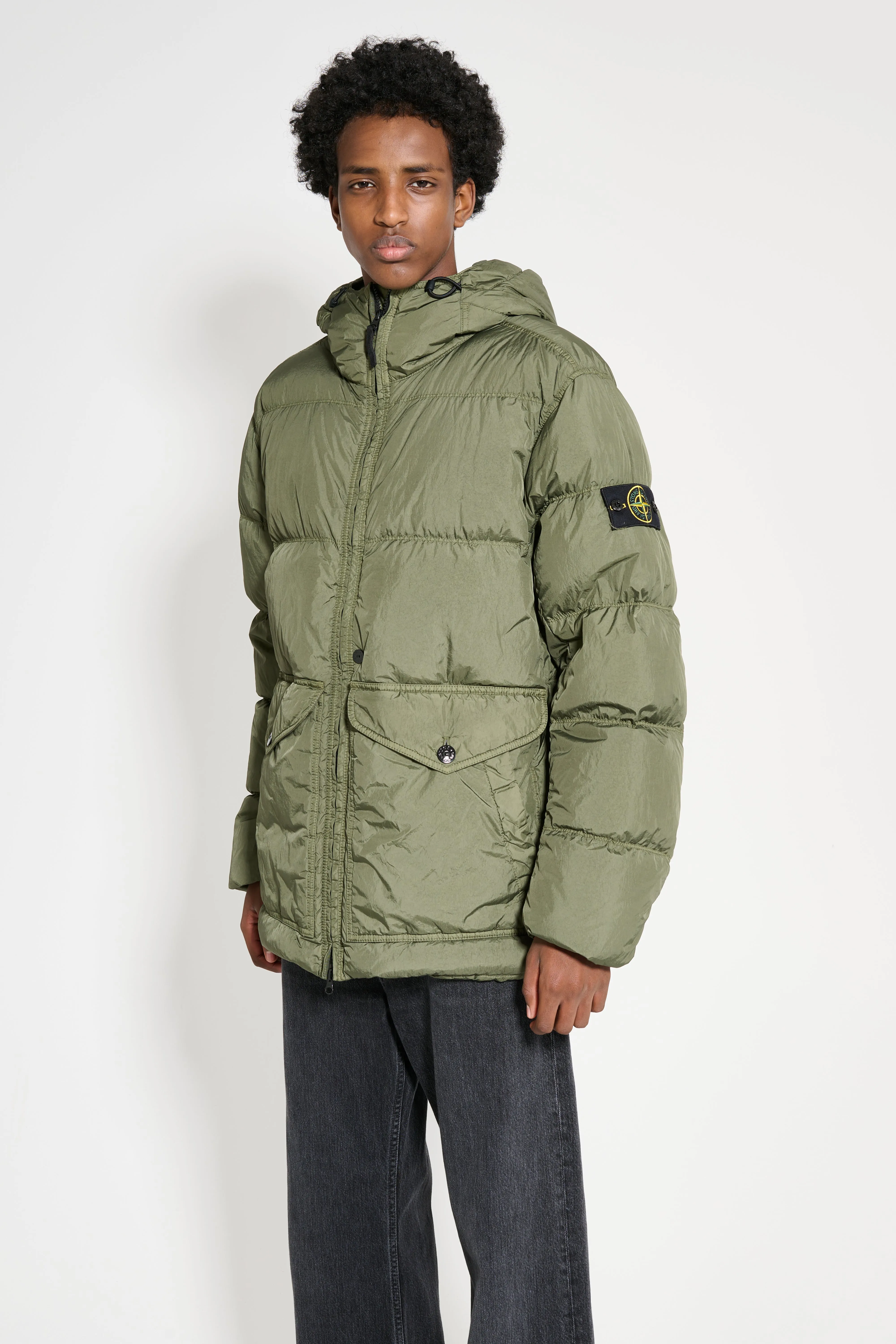 Stone Island GD Crinkle Reps Hooded Down Jacket Musk