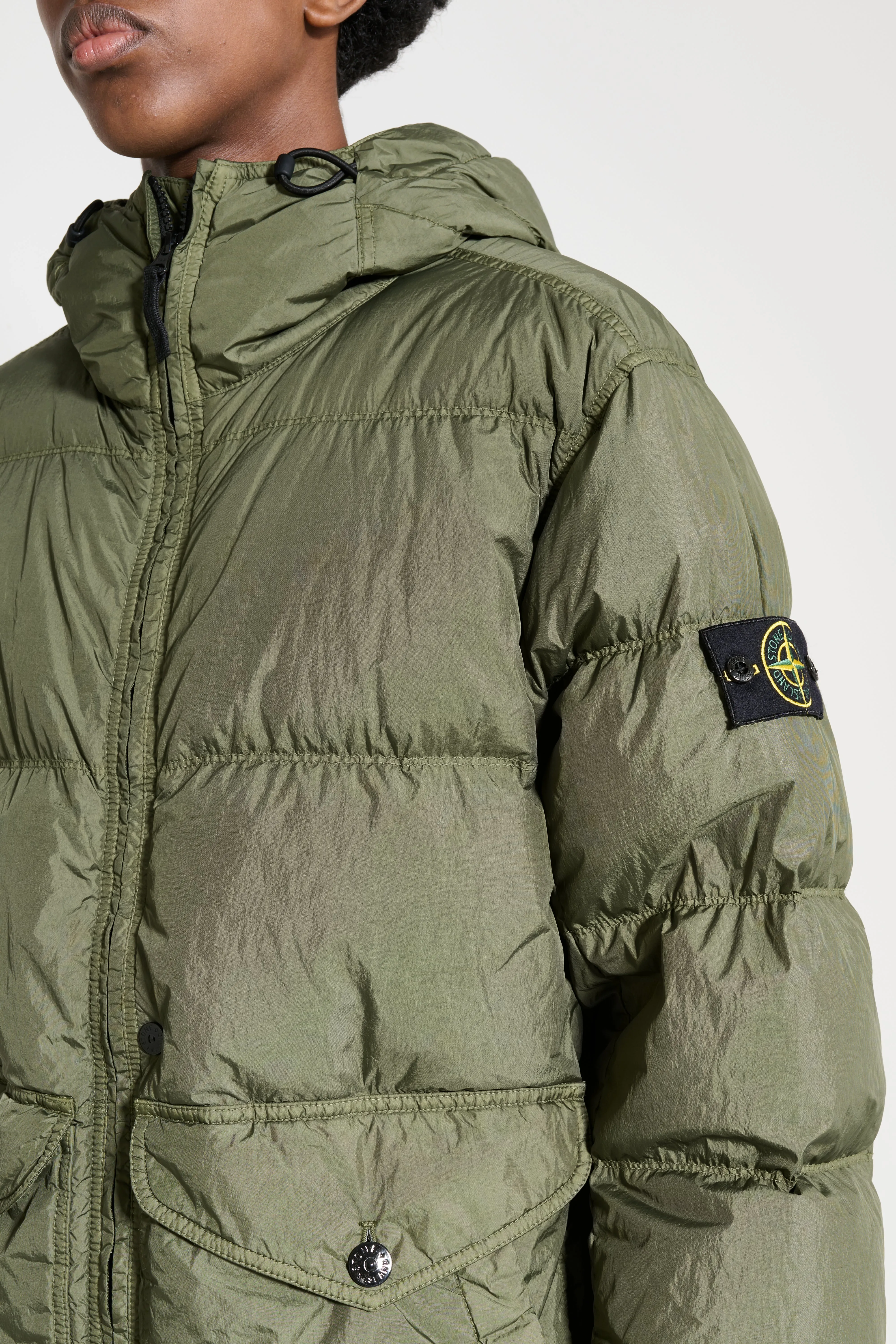 Stone Island GD Crinkle Reps Hooded Down Jacket Musk