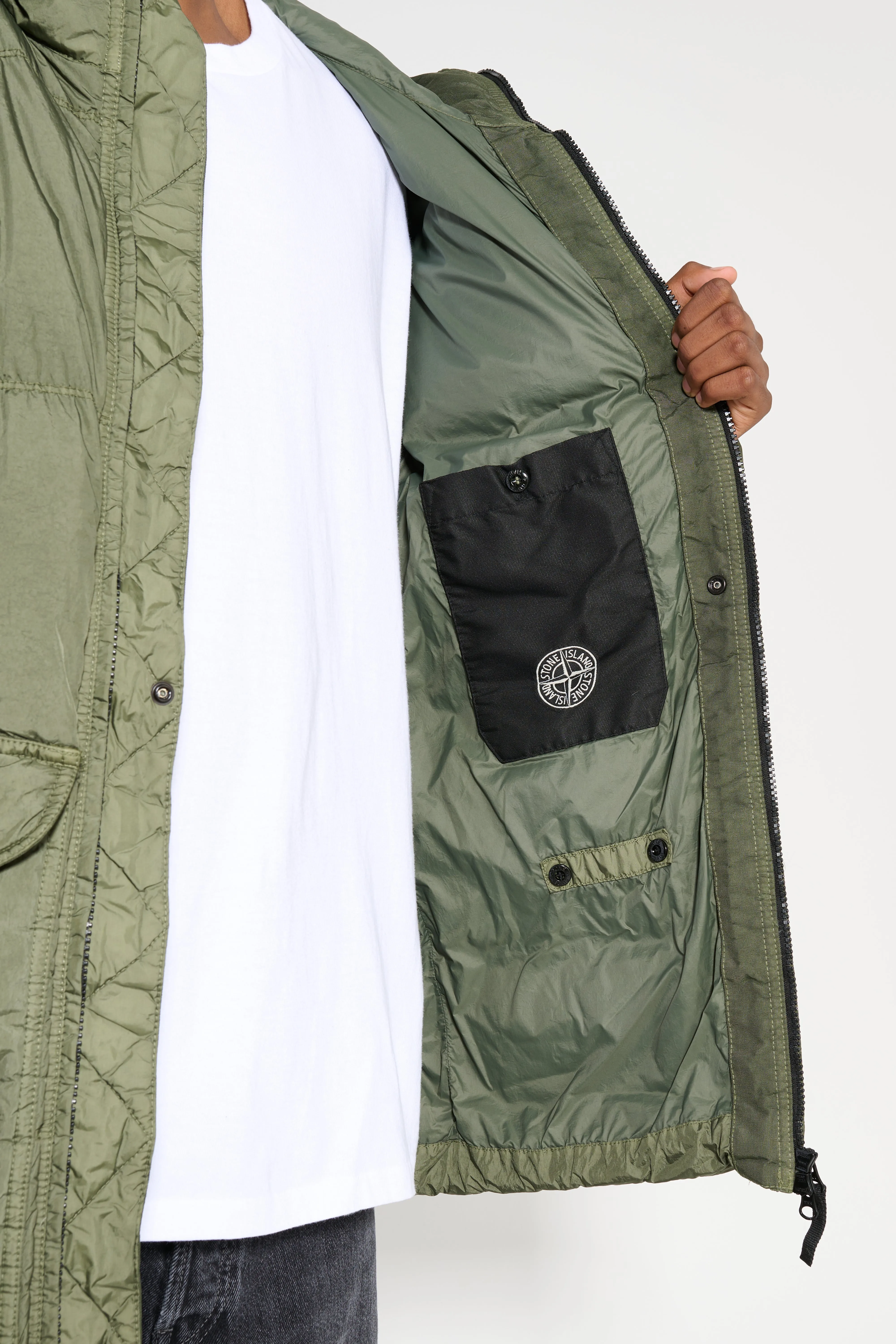 Stone Island GD Crinkle Reps Hooded Down Jacket Musk