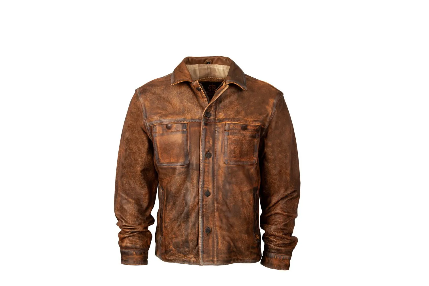 STS Ranchwear Mens Jesse James Dark Toffee Brown Leather Leather Jacket