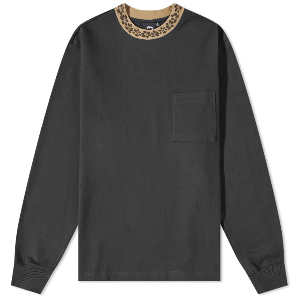 Stussy Flower Mock Neck CrewBlack