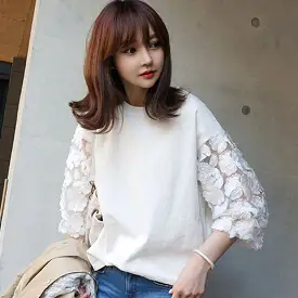 Summer New Style Lace Three Quarter Sleeve T-Shirt