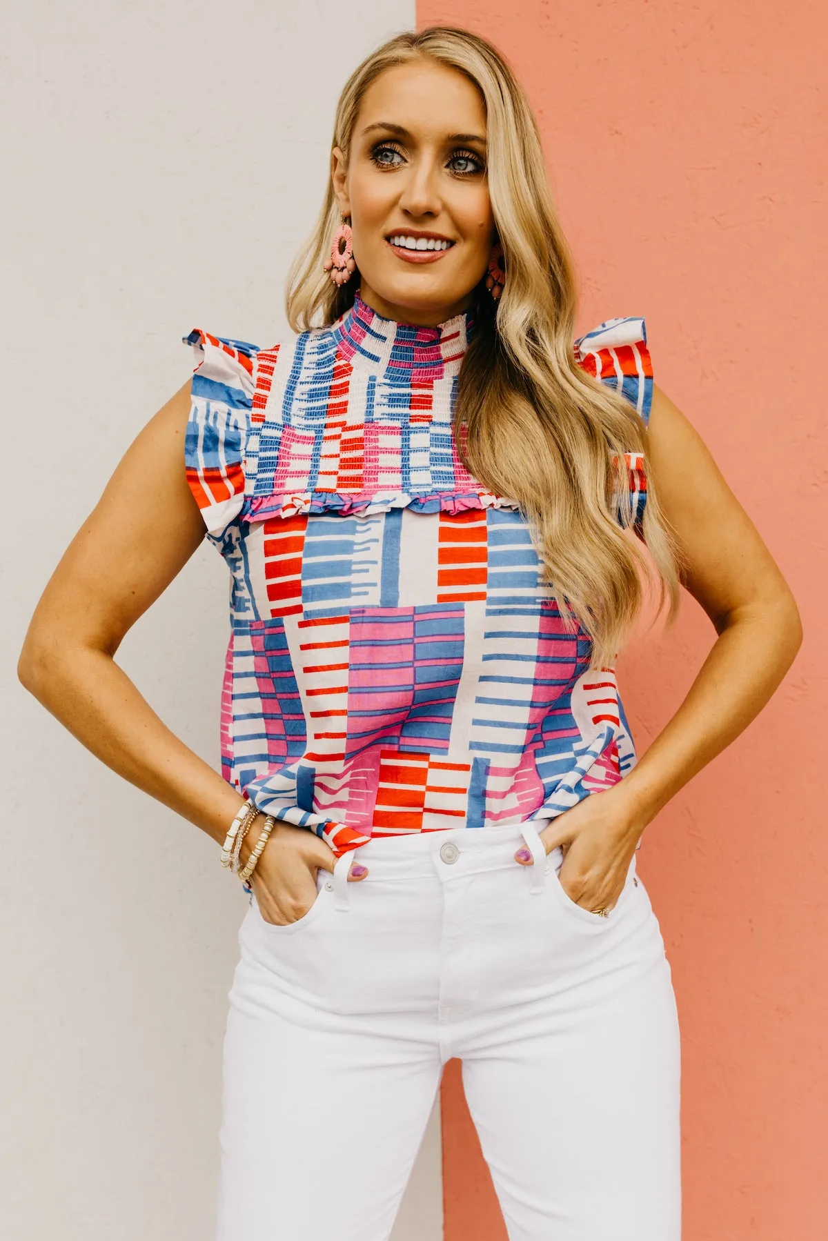 The Ariyah Mock Neck Smocked Top