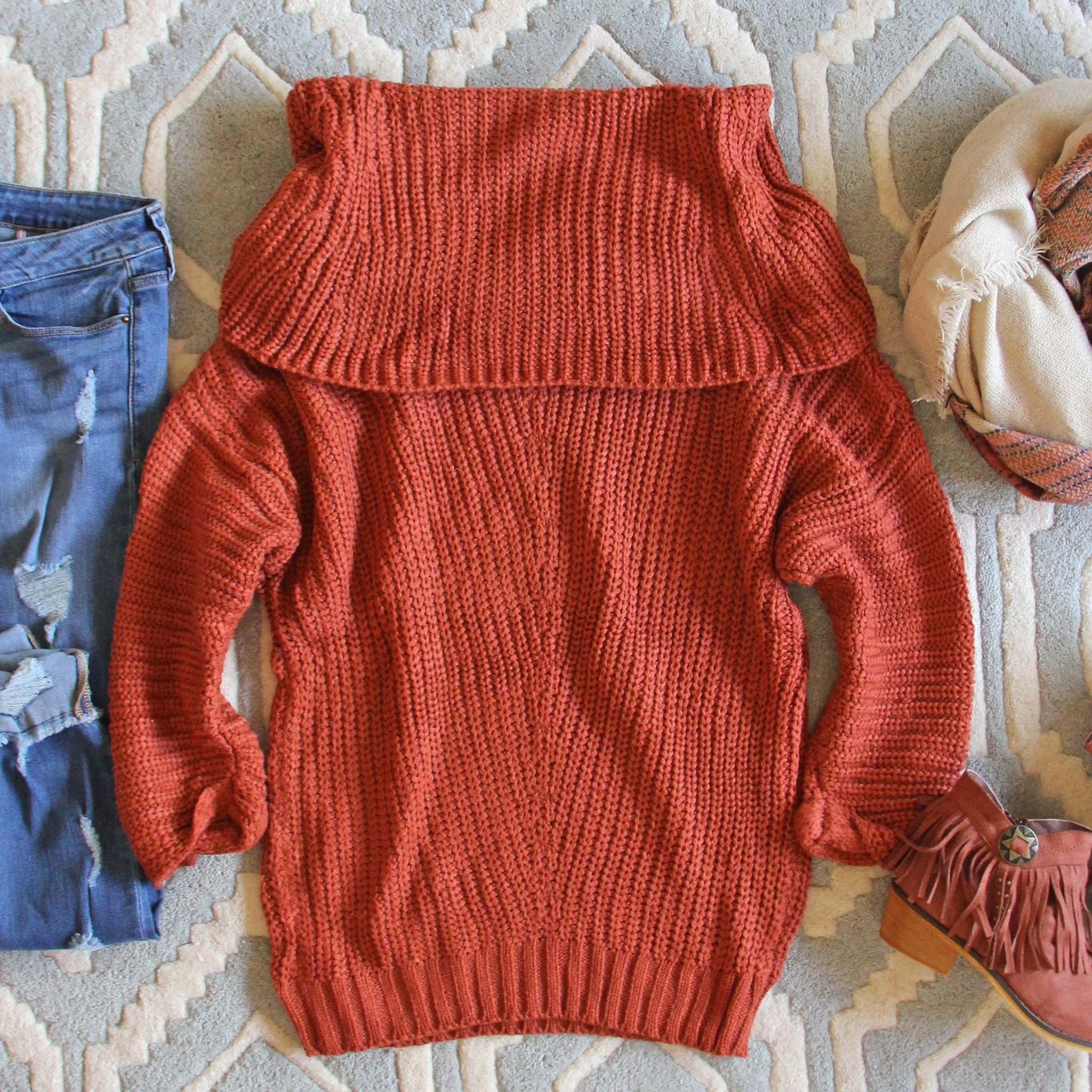 The Nubby Knit Sweater in Rust