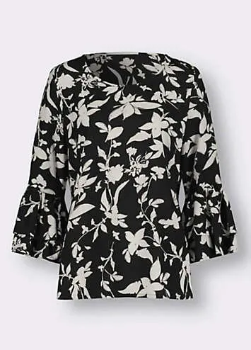 Three-Quarter Sleeve Floral Blouse by Creation L | Grattan