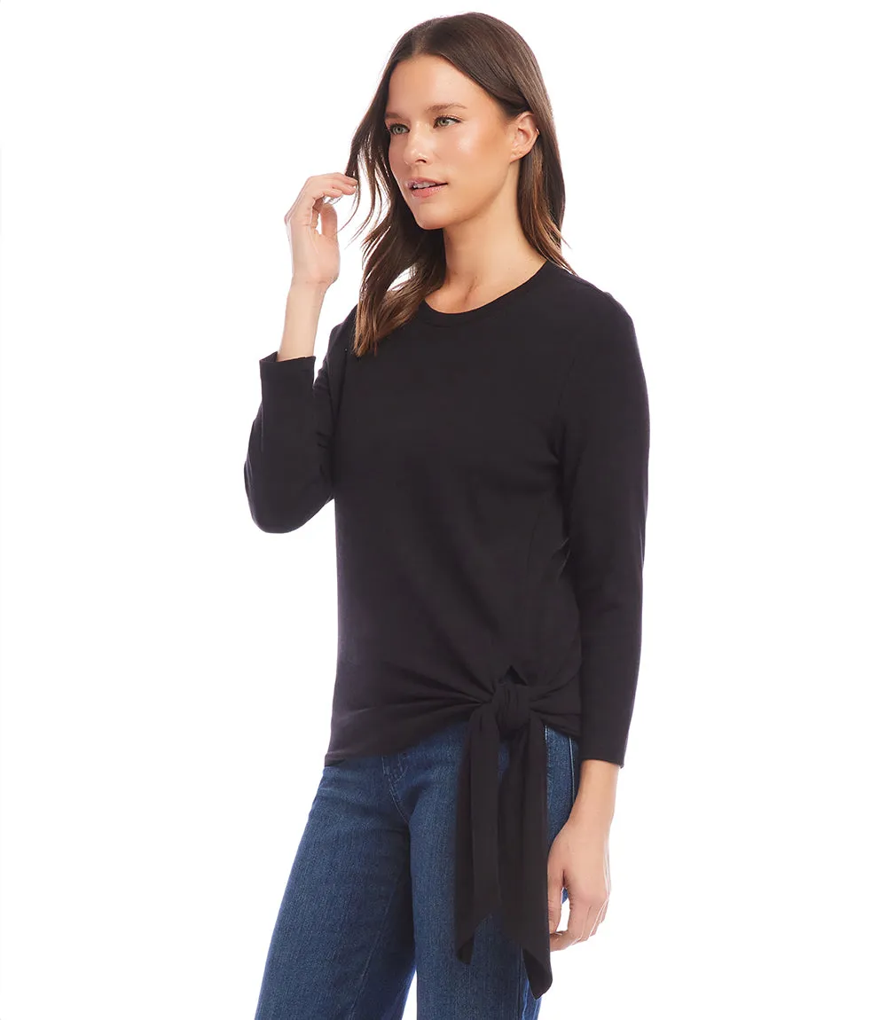 Three Quarter Sleeve Side Tie Top