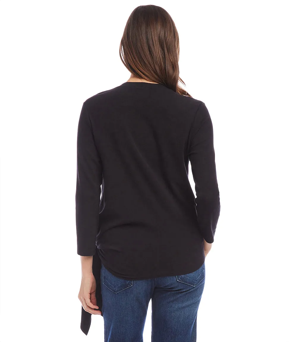 Three Quarter Sleeve Side Tie Top