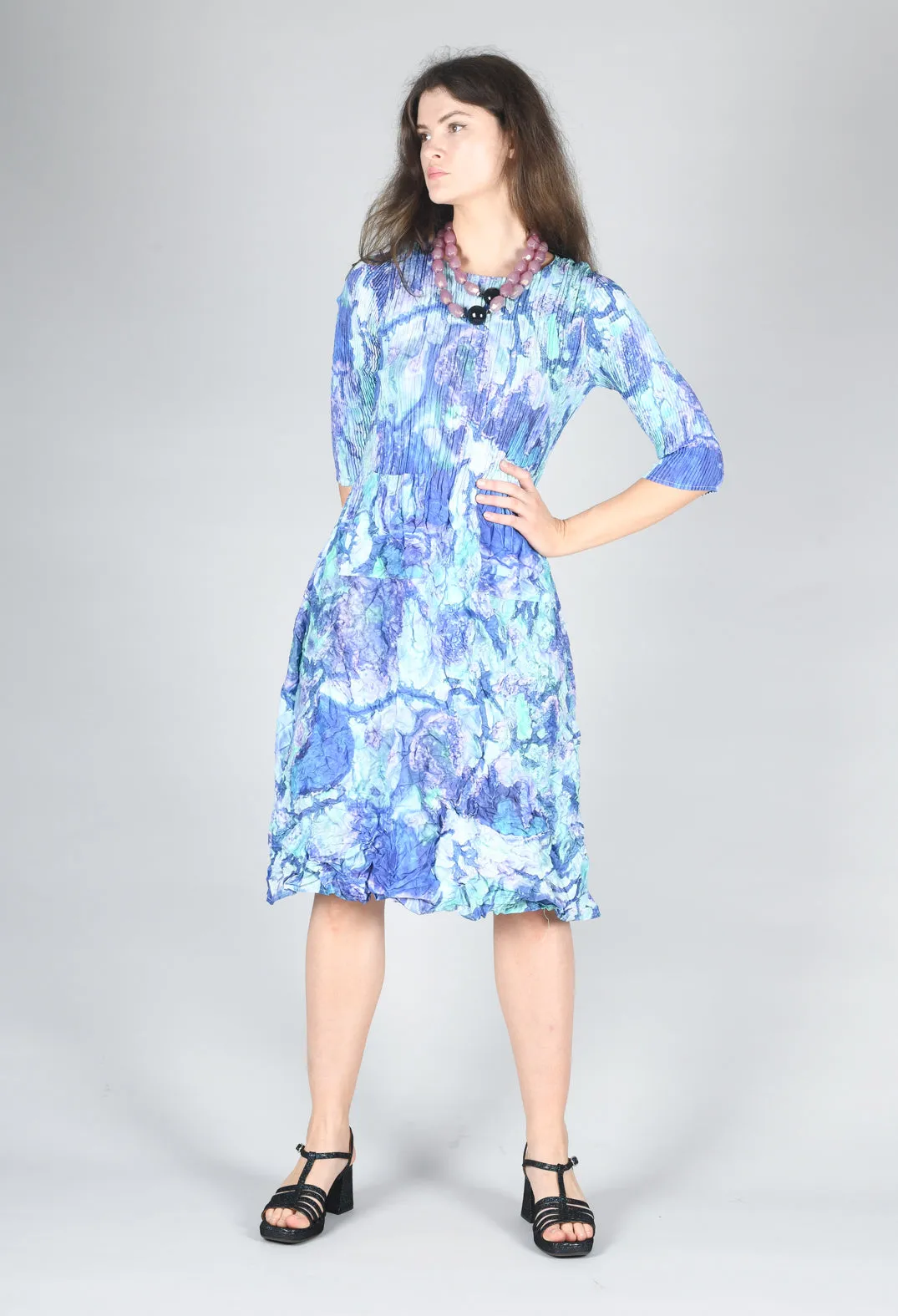 Three Quarter Sleeve Smash Dress in Delta