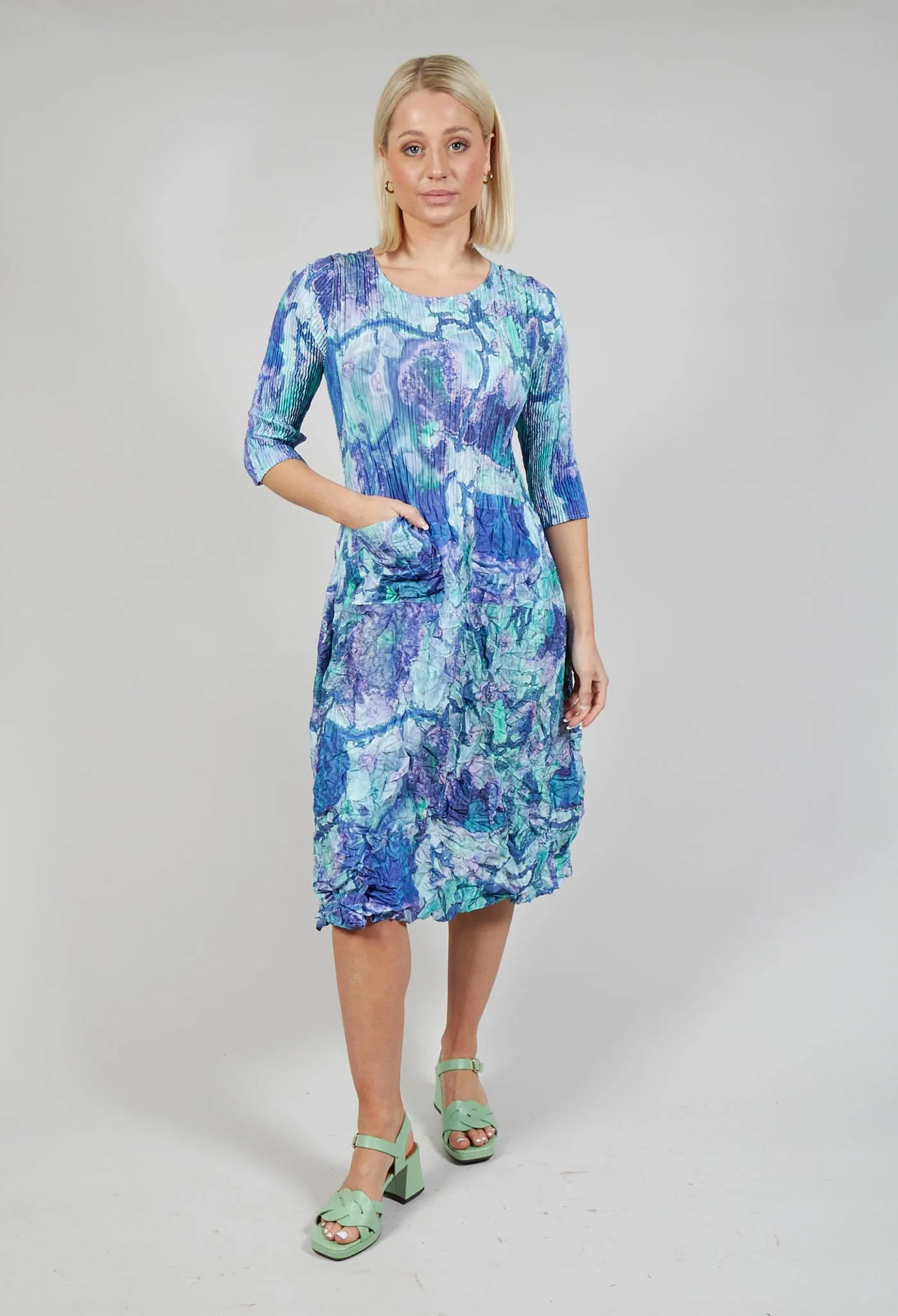 Three Quarter Sleeve Smash Dress in Delta