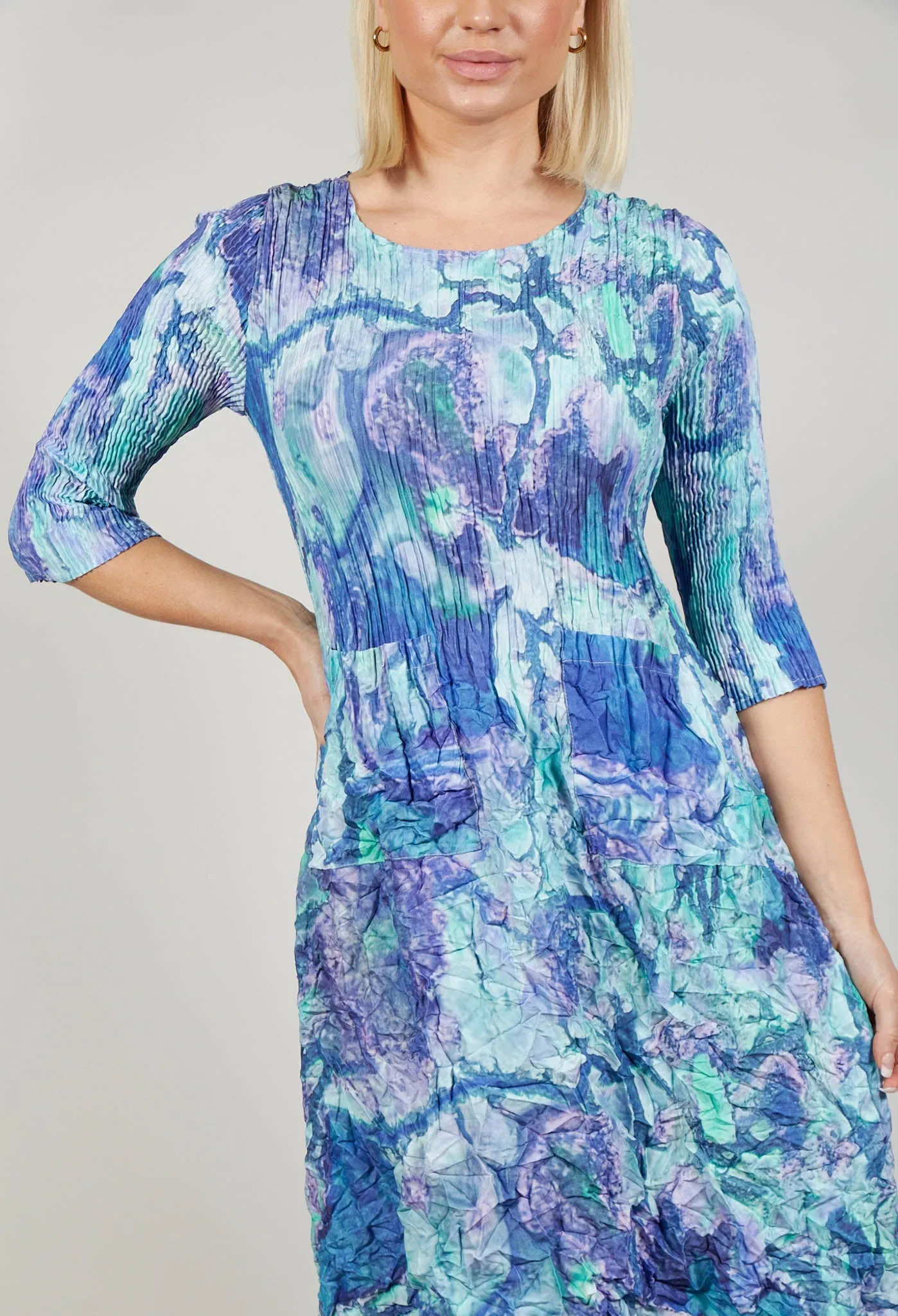 Three Quarter Sleeve Smash Dress in Delta