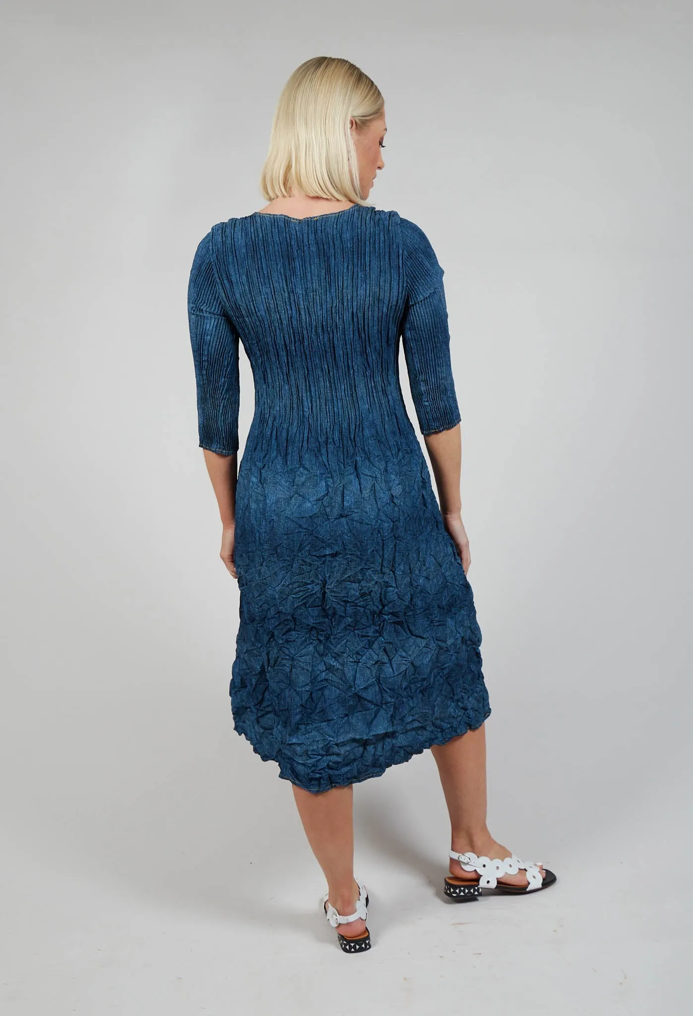 Three Quarter Sleeve Smash Dress in Denim