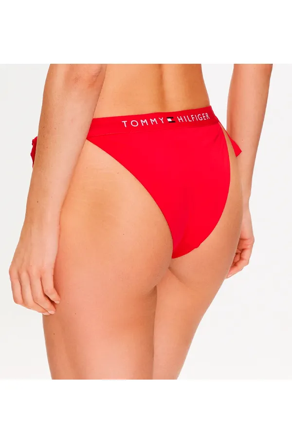 Tommy Hilfiger Women Side-tie Cheeky Bikini Bottom Red