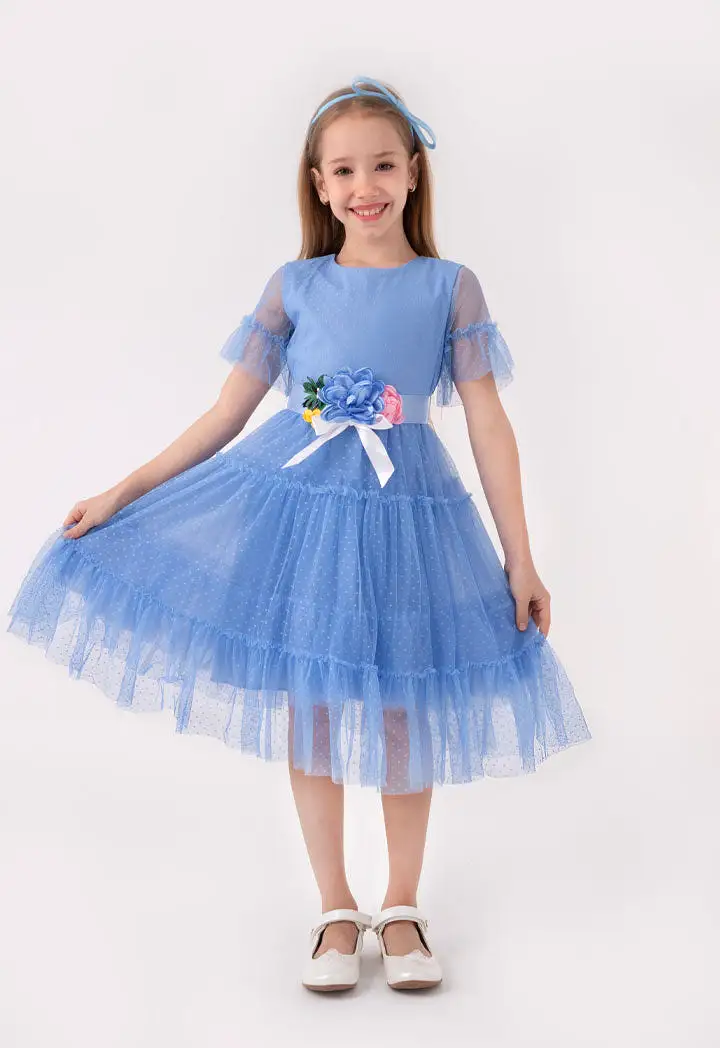 Tulle Overlay A-Line Dress