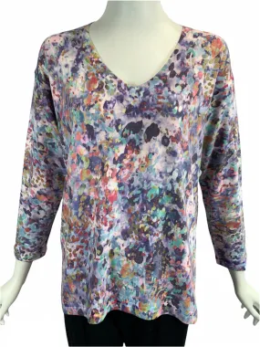 V-Neck Long Sleeve Mosaic Top