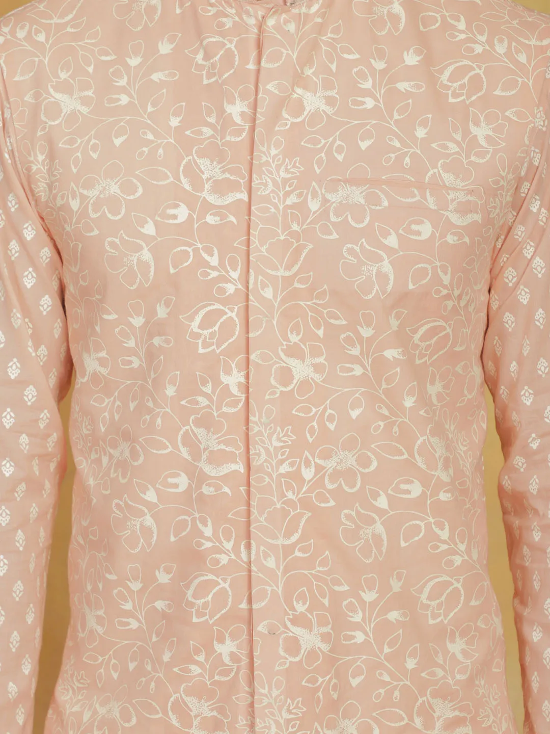 VASTRAMAY Men's Peach Cotton Nehru Jacket