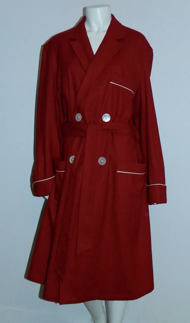 vintage 1940s wool robe State O Maine cranberry button front pea coat M