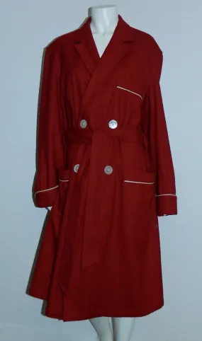 vintage 1940s wool robe State O Maine cranberry button front pea coat M