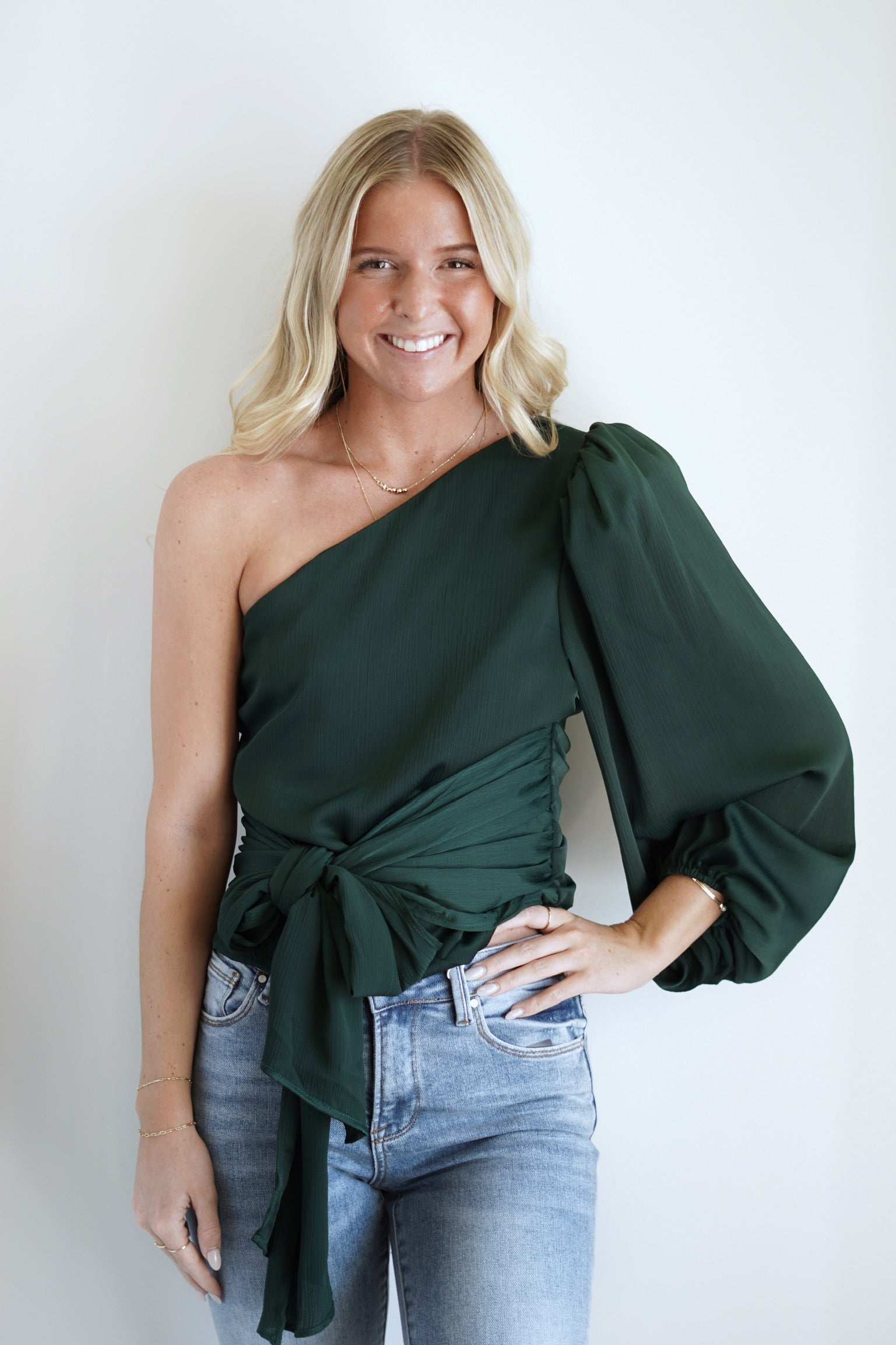 Waverly One Shoulder Satin Tie Top