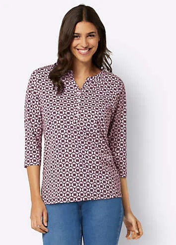 Witt Print Three-Quarter Sleeve Cotton Top | Grattan