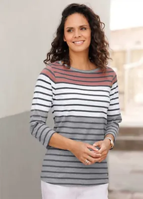 Witt Striped Three-Quarter Sleeve Top | Grattan