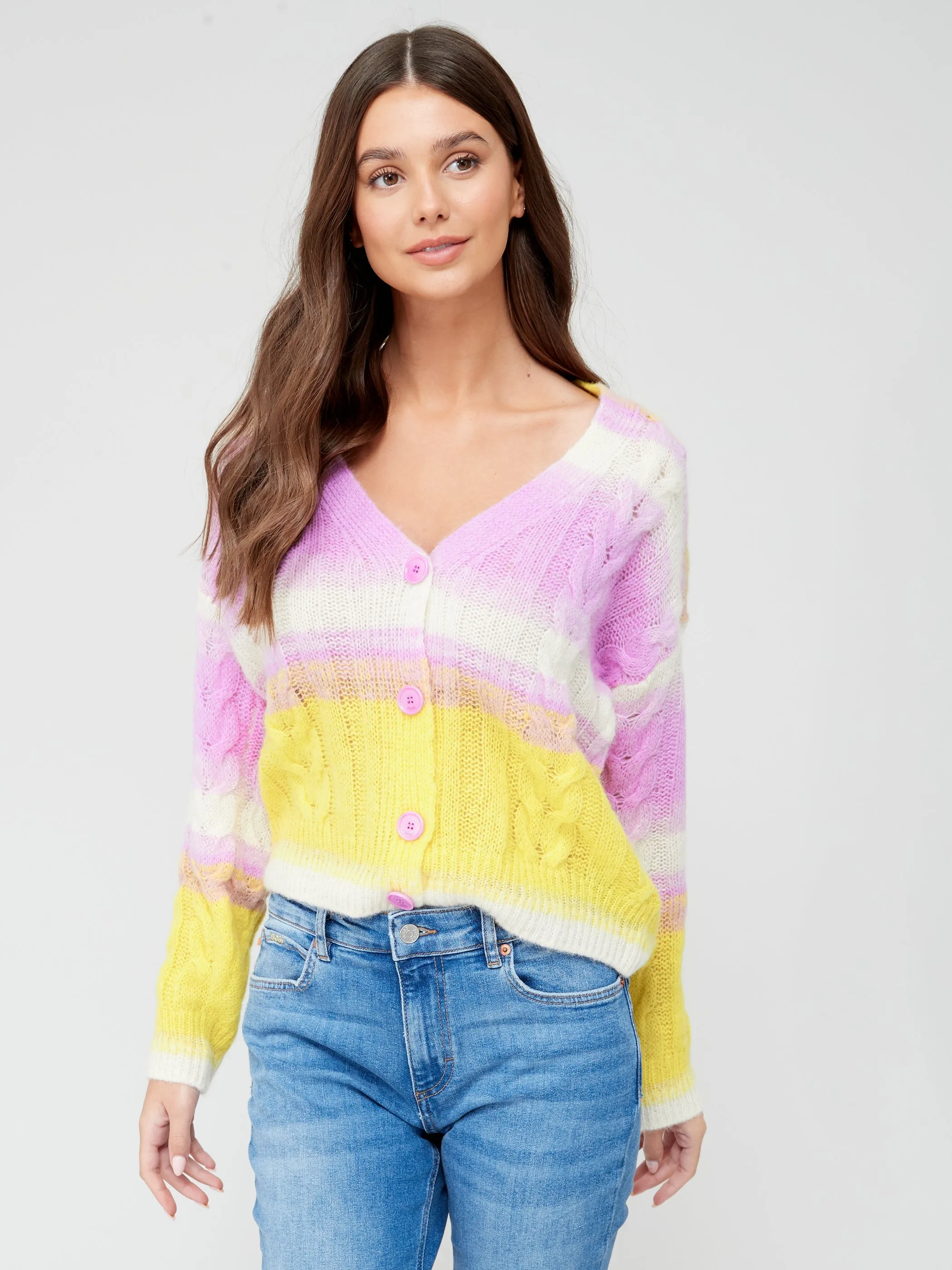 Womens Boss Stripe Cardigan in Multicoloured