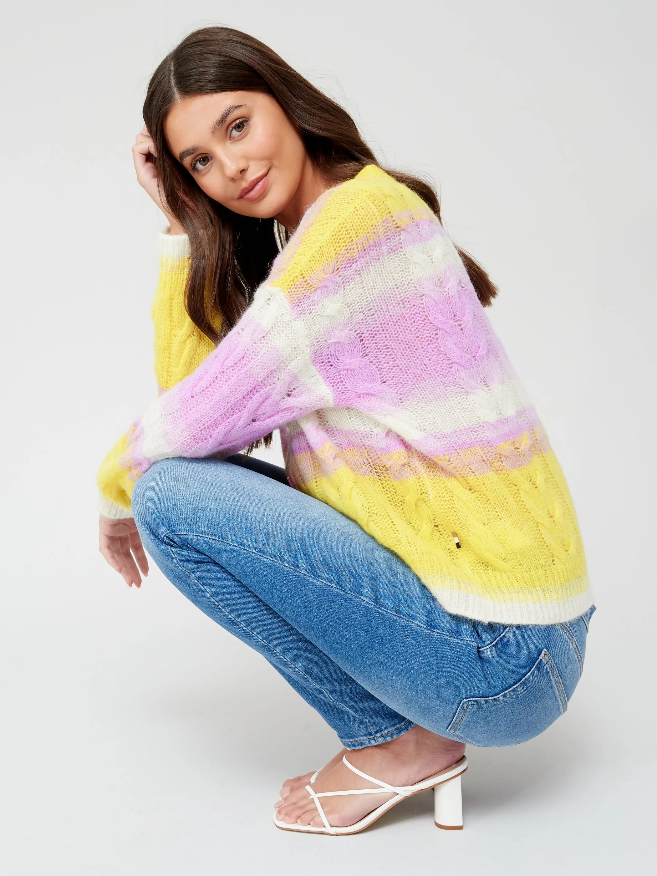 Womens Boss Stripe Cardigan in Multicoloured