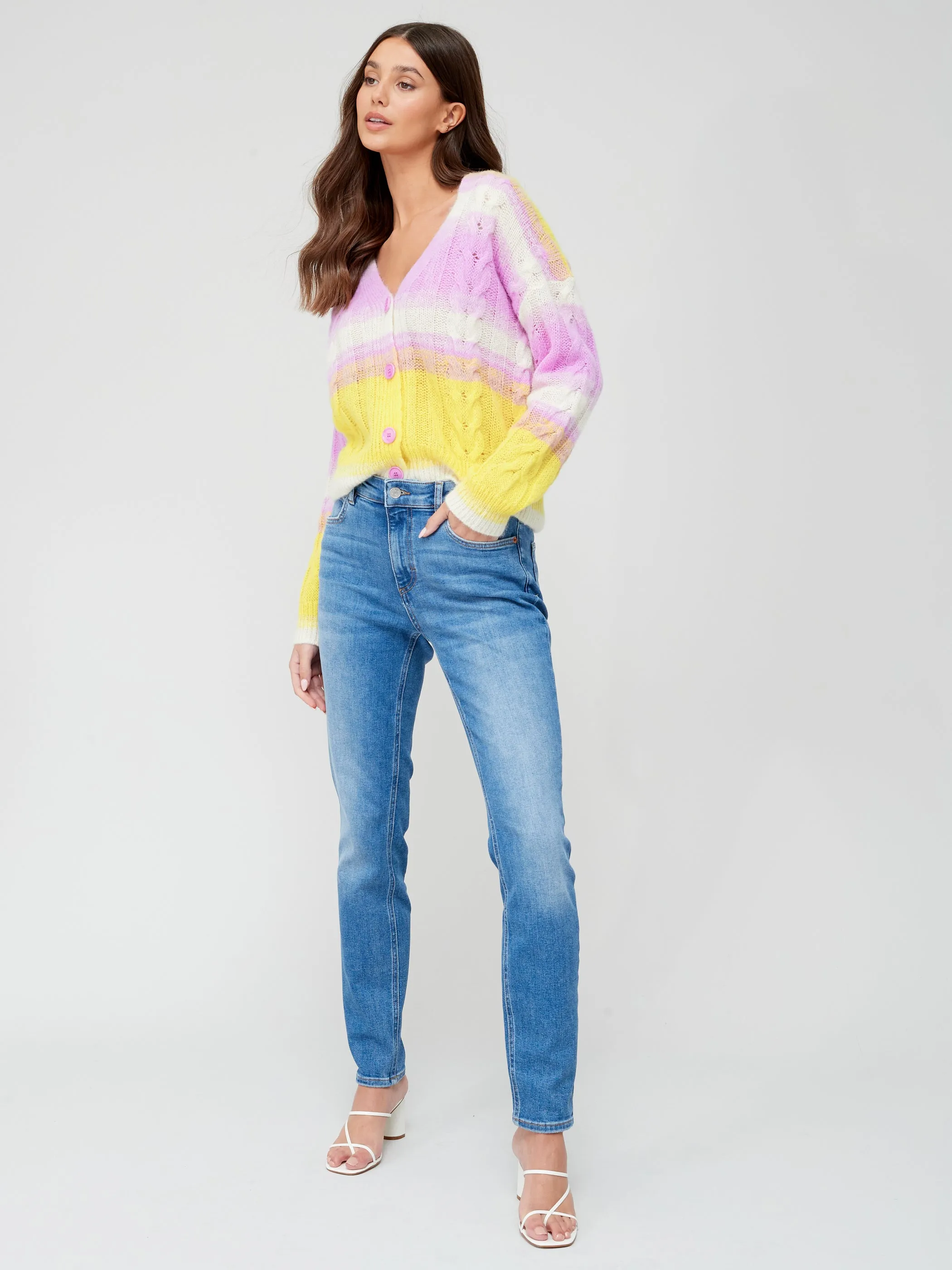 Womens Boss Stripe Cardigan in Multicoloured