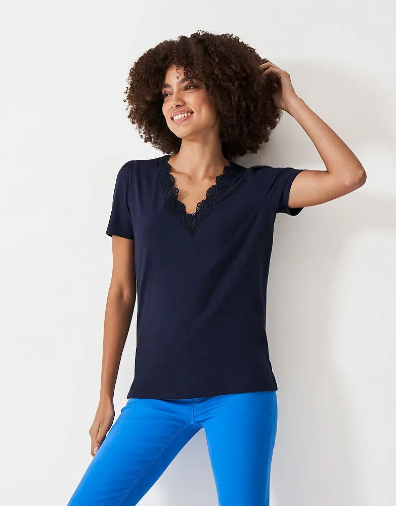 Women's Lace Insert Short Sleeve T-Shirt from Crew Clothing Company