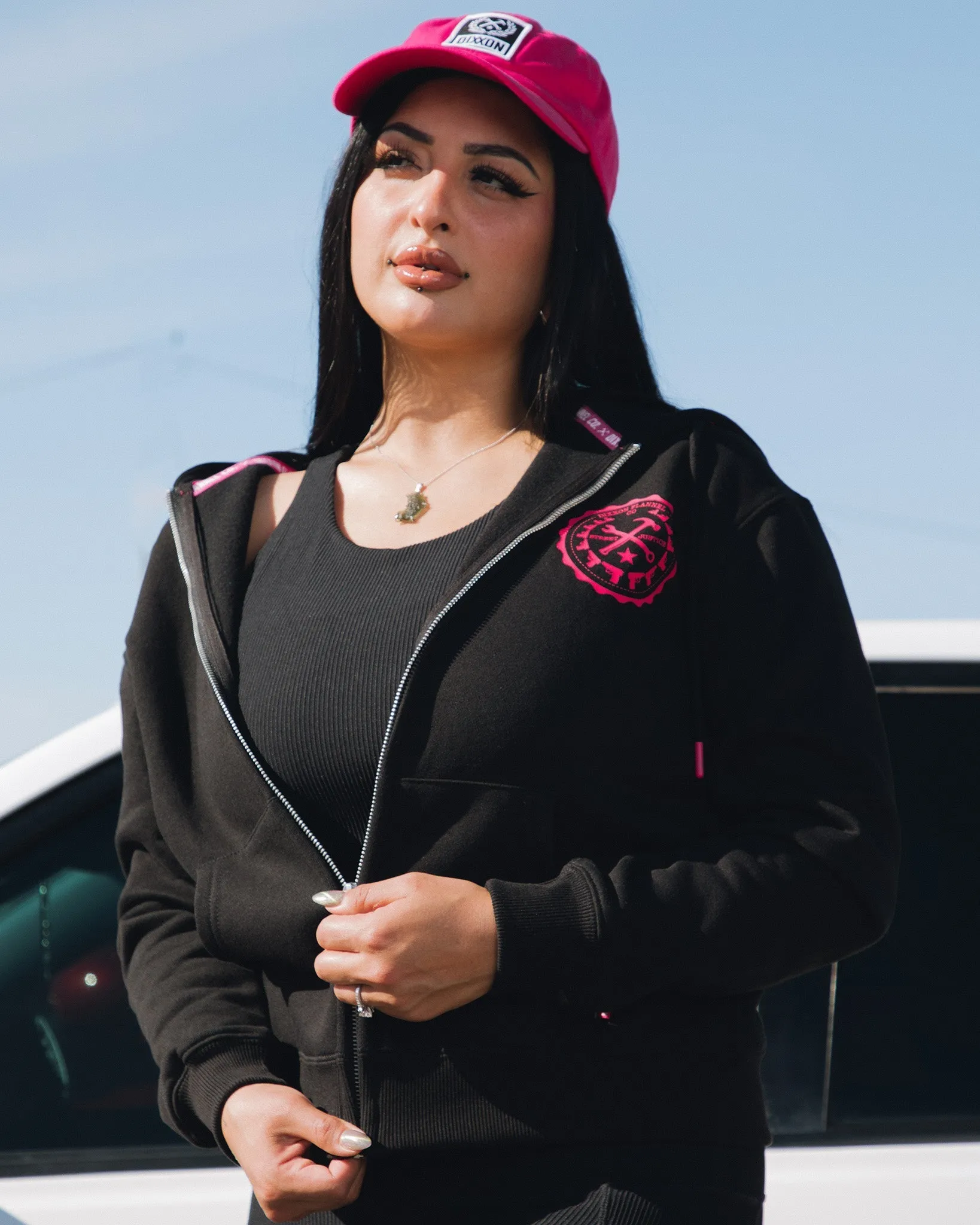 Women's Pink Bandit Zip Up Hoodie - Black