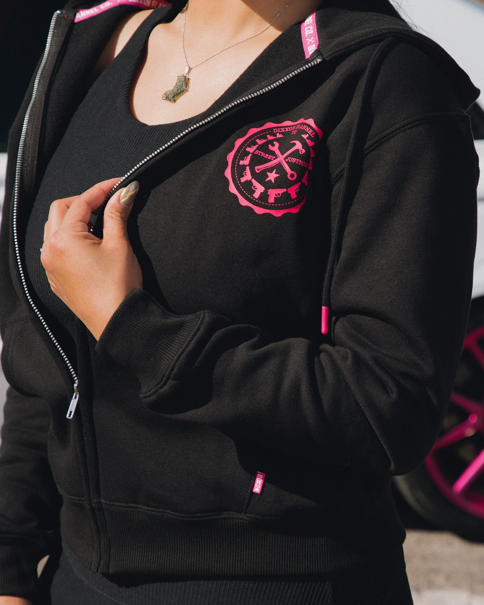 Women's Pink Bandit Zip Up Hoodie - Black