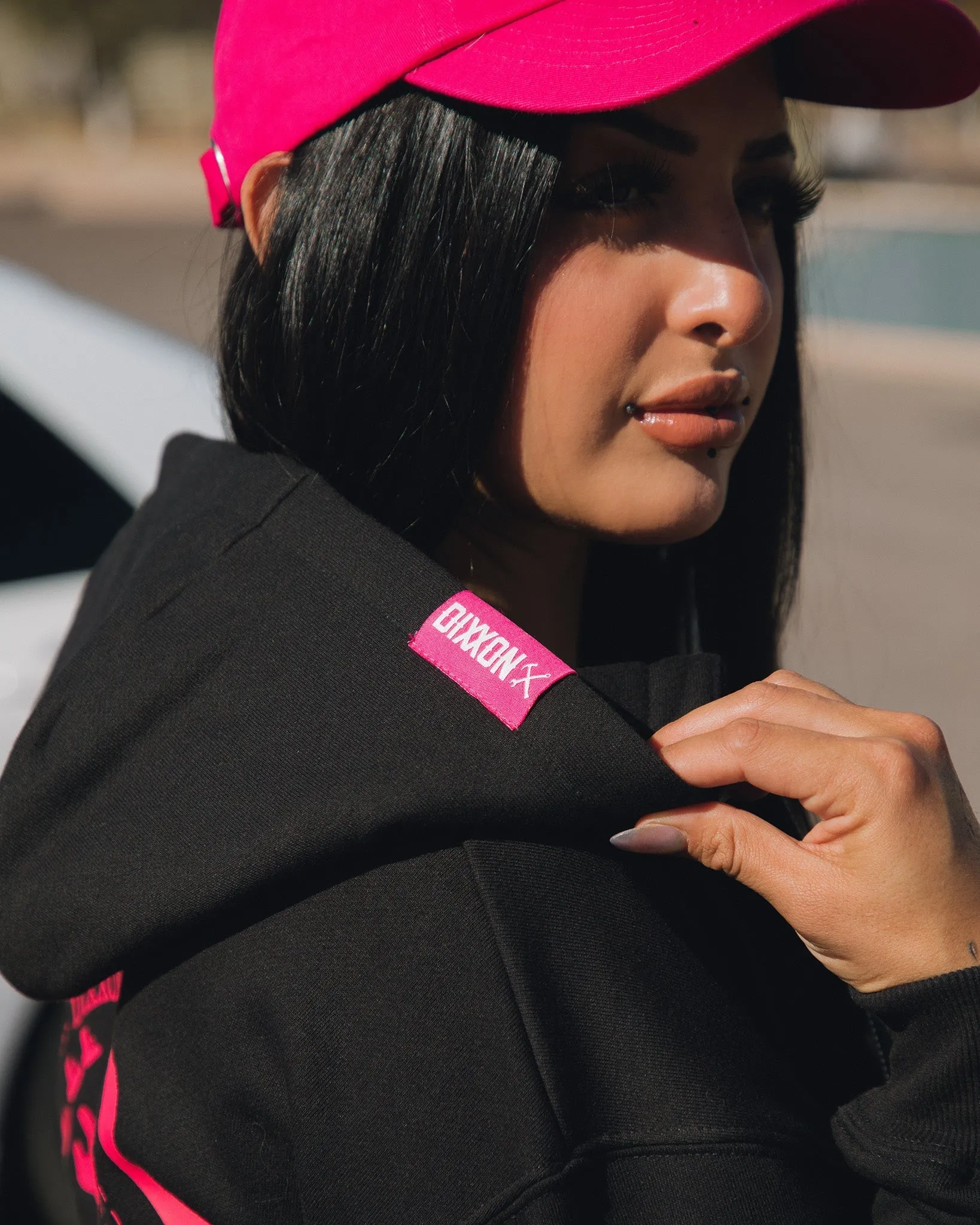 Women's Pink Bandit Zip Up Hoodie - Black