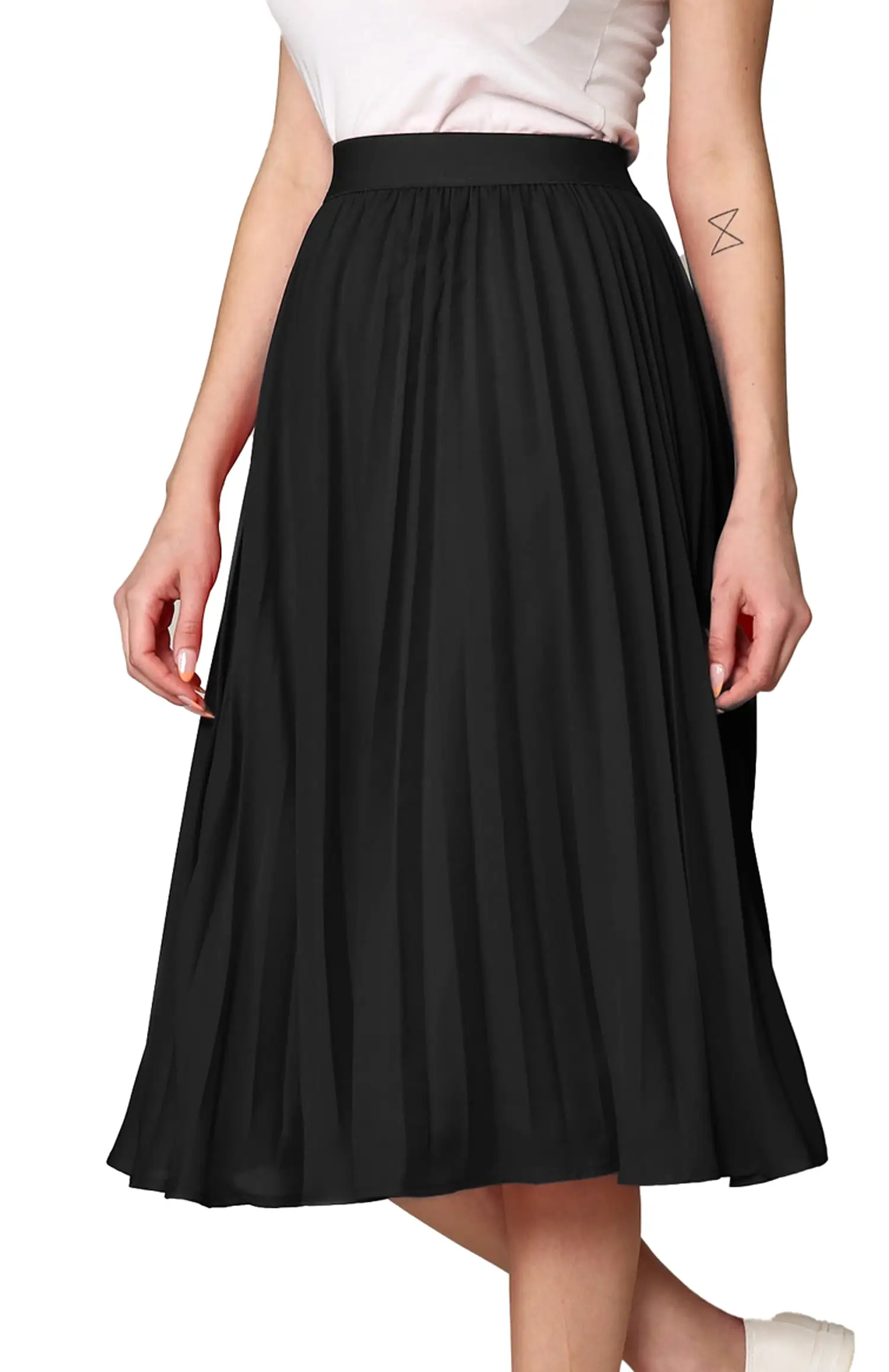 Women's Pleated Swing A-Line Midi Skirt