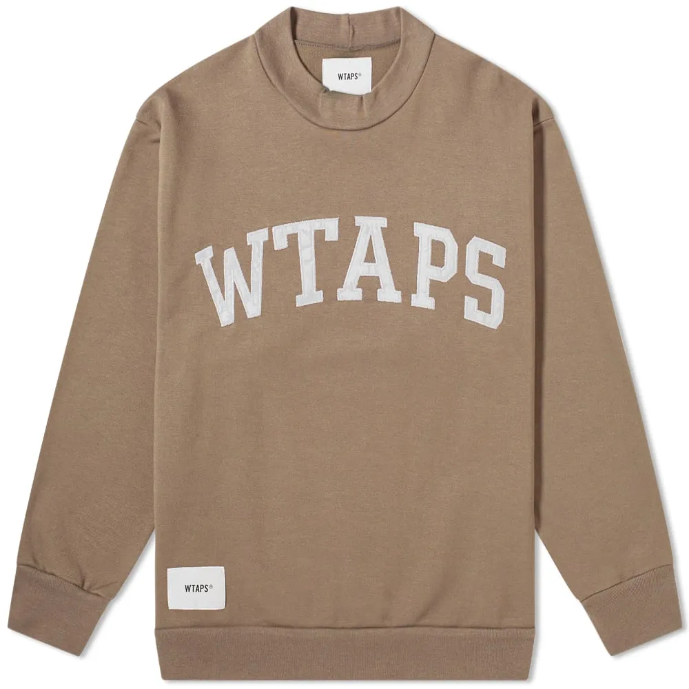 WTAPS College Logo Mock Neck SweatBeige