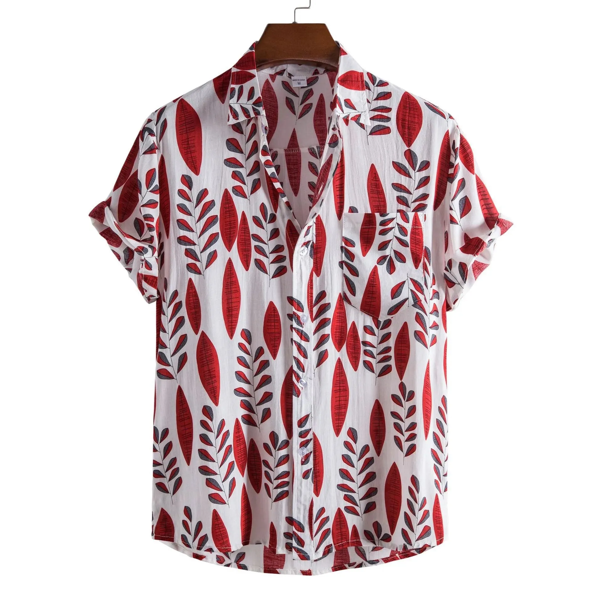 Xituodai Dopamine Dressing Men's Casual Short-sleeved Flower Shirt Hawaiian Menswear Patchwork Print Turn-down Collar Clothing L