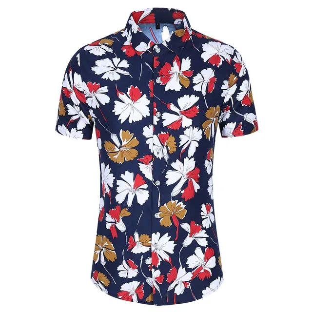 Xituodai Summer Fashion Mens Shirt Slim Fit Short Sleeve Floral Shirt Mens Clothing Trend Mens Casual Flower Shirts Size M-7XL