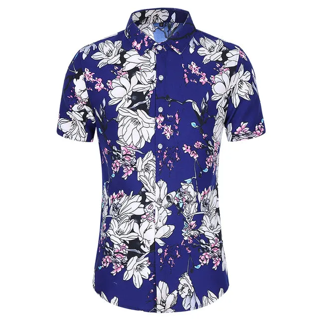 Xituodai Summer Fashion Mens Shirt Slim Fit Short Sleeve Floral Shirt Mens Clothing Trend Mens Casual Flower Shirts Size M-7XL