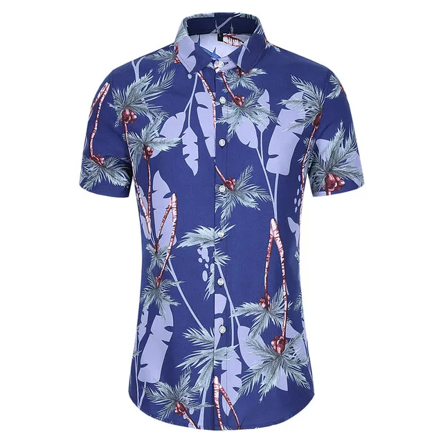 Xituodai Summer Fashion Mens Shirt Slim Fit Short Sleeve Floral Shirt Mens Clothing Trend Mens Casual Flower Shirts Size M-7XL