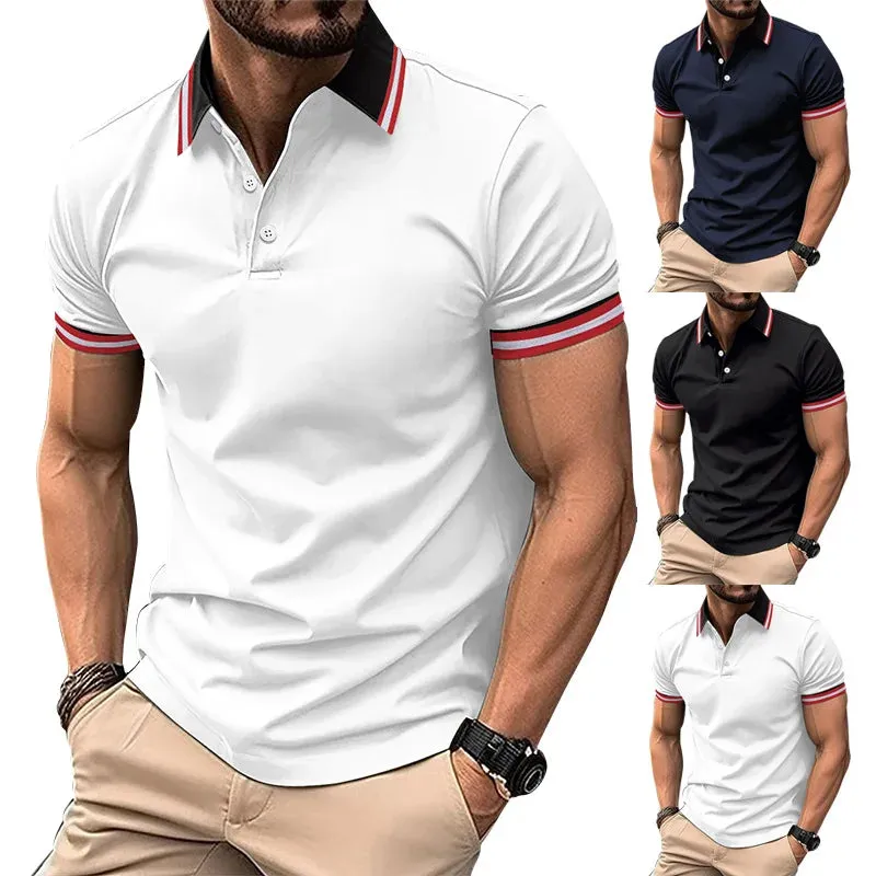 Xituodai Summer oversized new men's casual short sleeved polo shirt office fashion men's polo shirt men's clothing